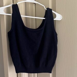 St. John Santiago Knit Navy Crop Top